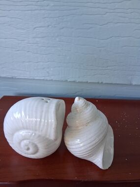 White Ceramic Seashell Salt and Pepper Shakers - Home Accents